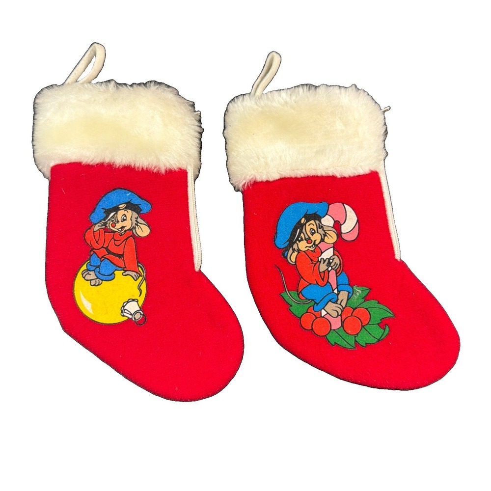 An American Tail Christmas Stocking Ornament Vintage  1986 Lot of 2 Feivel